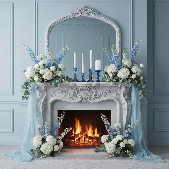 Mumufy 10 Pcs Glass Crystal Taper Candle Holders Clear Glass Candlestick Holder Fit 0.8 Inch Candles Crystal Decorative Candle Stand Centerpiece Table Wedding Dining Party (Classic,Blue)