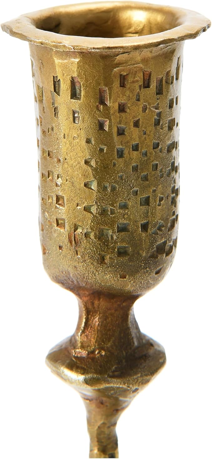 Creative Co-Op Hand-Forged Hammered Metal Taper, Antique Brass Finish Candle Holder
