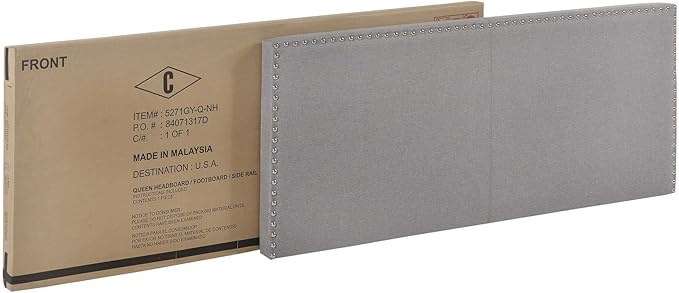 Crown Mark Erin Upholstered Panel Bed in Gray, Twin