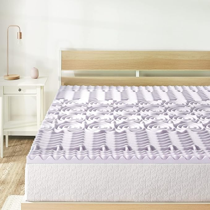 Mellow 1.5 Inch 5-Zone Memory Foam, Soothing Lavender Infusion, Full Mattress Topper