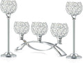 Crystal Tealight Candle Holder Centerpiece Home Decorative Candlestick Holder Elegant Table Centerpiece Home Decor Wedding Party Anniversary (Silver, Set of 3)