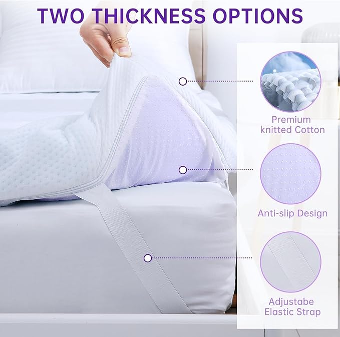 MUXHOMO 3 Inch 7-Zone Queen Mattress Topper, Egg Crate Foam Mattress Topper Queen Size for Back Pain, Lavender Cooling Gel Infused Bed Pad, CertiPUR-US and Oeko-TEX Certification (60"×80")