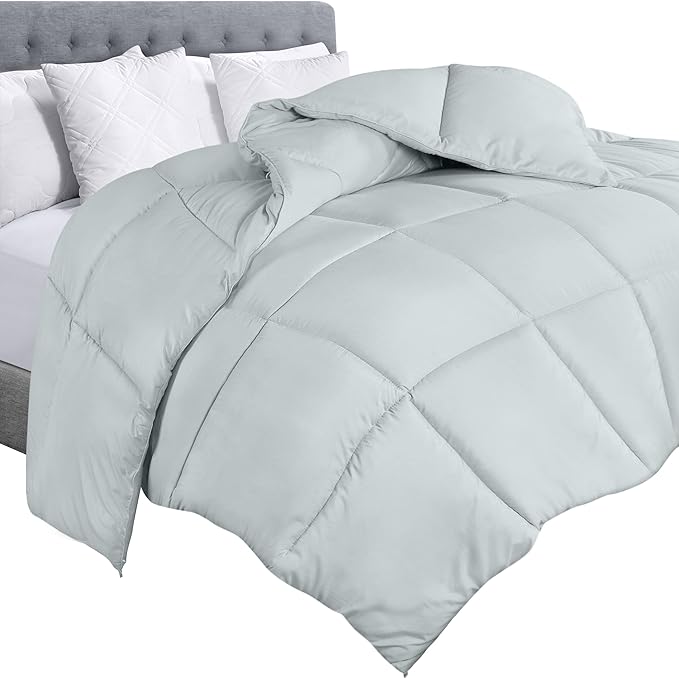Utopia Bedding Comforter Duvet Insert, Quilted Comforter with Corner Tabs, Box Stitched Down Alternative Comforters King Size (Light Grey)