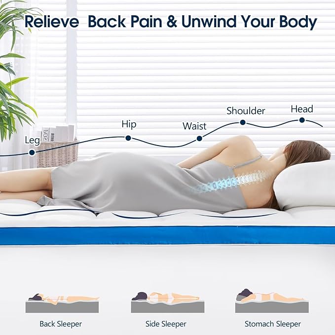Full Size Mattress Topper, CYMULA Cooling Mattress Pad Cover PillowTop for Bed Back Pain, Futon Mattress Protector Extra Thick Firm Soft Fill Overfilled with 8-21 Inch Deep Pocket, 54"x75"White