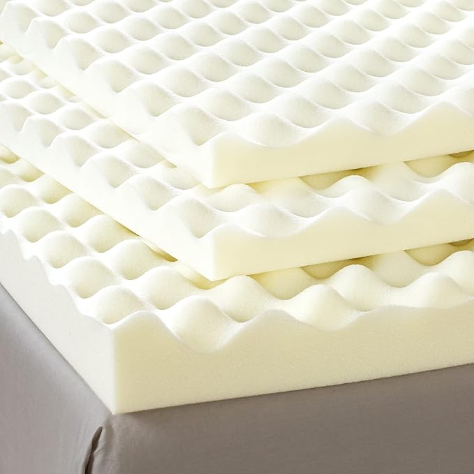 ZINUS 2 Inch Copper Cooling Memory Foam Mattress Topper With Airflow Design, Full, White