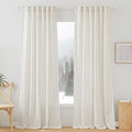 RYB HOME Linen Texture Sheer Curtains 84 inches, Rustic Style Solid Semi Sheer Half Privacy Drapes for Farmhouse Dorm Office Dining, Linen, W 70 x L 84 inches, Set of 2