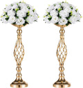 2 Pcs Versatile Metal Flower Arrangement & Candle Holder Stand Set for Wedding Party Dinner Centerpiece Event Restaurant Hotel Decoration (Gold, 2 x M)