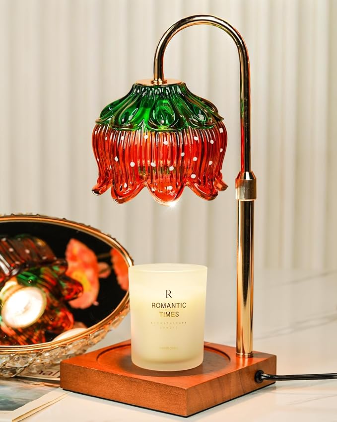 Strawberry Candle Warmer Lamp with Timer Dimmer, Adjustable Height Gifts for Women Mom Birthday Christmas House Warming Gifts New Home Bedroom Decor, Cute Candle Warmer Light for Jar Candles
