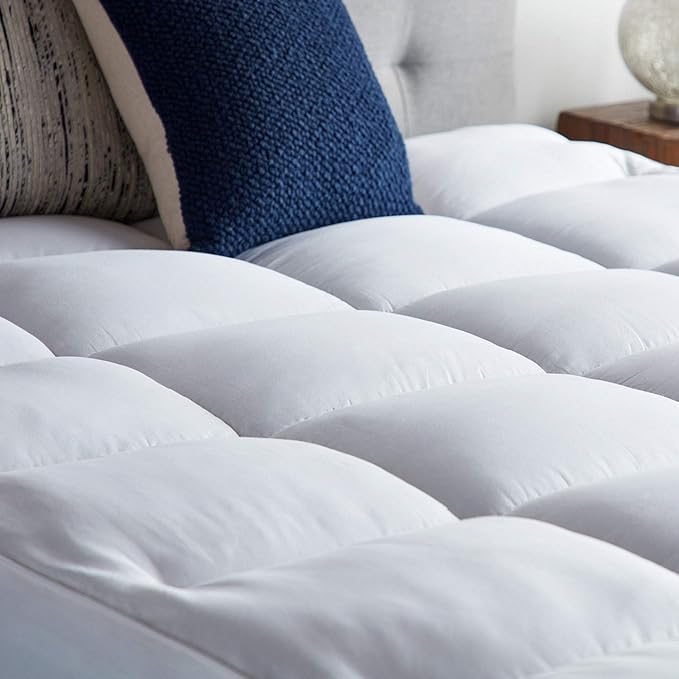 LUCID 4" Down Alternative & Gel Memory Foam Mattress Topper, Twin XL – Three Toppers in One – Fitted Sheet Style, 100% Cotton