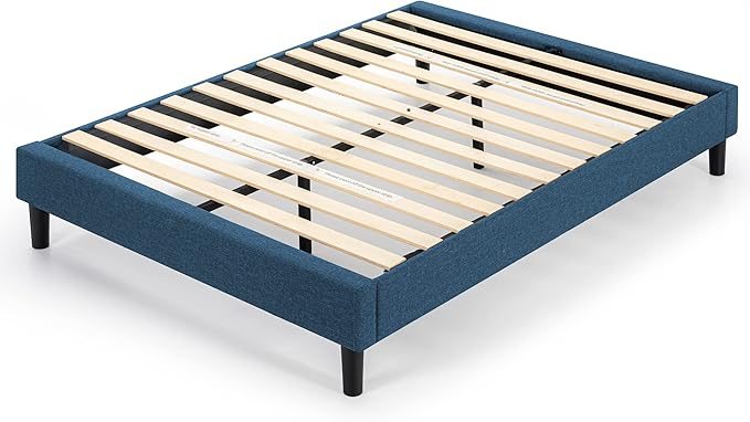 ZINUS Curtis Upholstered Platform Bed Frame, Mattress Foundation, Wood Slat Support, No Box Spring Needed, Easy Assembly, Full, Navy