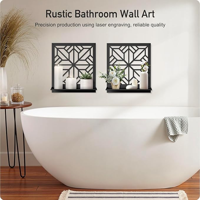 Aesthetics Candle Wall Holder, Modern Bathroom Wall Art for Living Room Bedroom Bathroom (2 Pack 11.8 x 13 in)