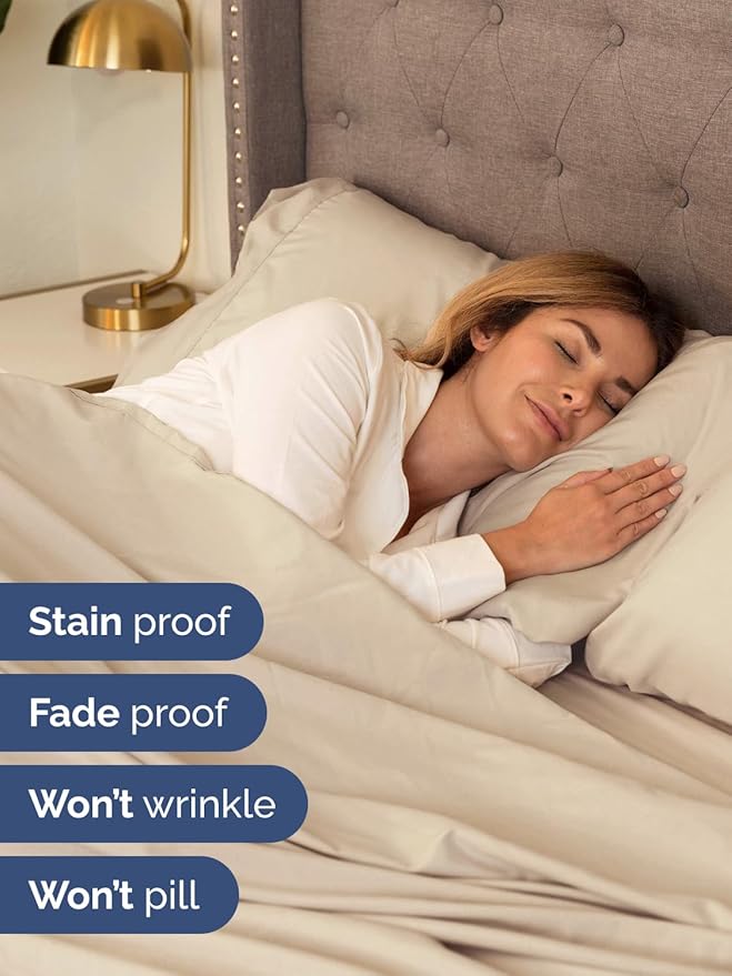 Extra Deep Cal King Sheet Set - 6 Piece Breathable & Cooling Sheets - Hotel Luxury Bed Sheets Set - Easy & Secure Fit - Soft, Wrinkle Free & Comfy Sheets Set - Wheat Sheet Set with Extra Deep Pockets