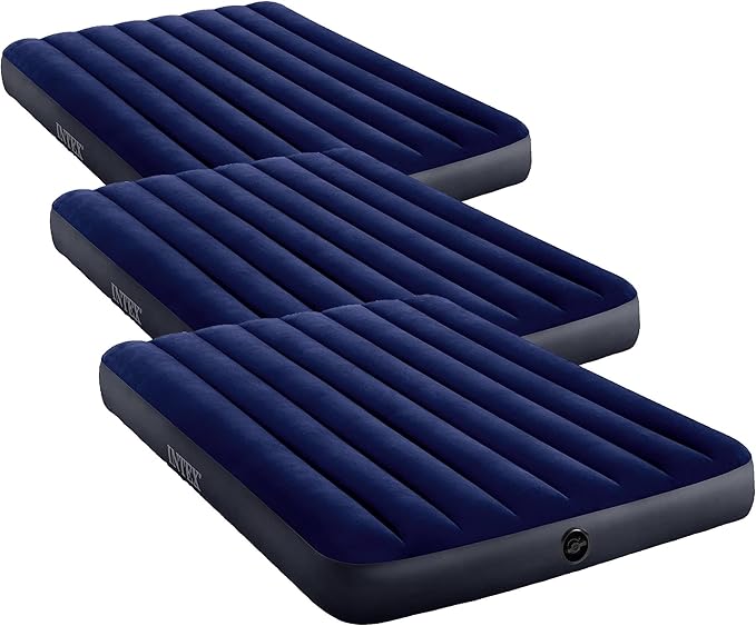Intex 64758E Dura-Beam Standard Downy Air Mattress: Fiber-Tech, Full Size, 10in Bed Height, 600lb Weight Capacity, Pump Sold Separately (Pack of 3)