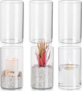 Glasseam Hurricane Glass Candle Holder Set of 6, Cylinder Clear Candle Holders for Pillar Candles, Modern Cylinder Vases for Floating Candles, Vases for Centerpiece Wedding Table Decorations, 6inch