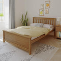 Max & Lily Full Size Bed Frame with Slatted Headboard, Solid Wood Platform Bed for Kids, No Box Spring Needed, Easy Assembly, Pecan