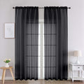 Chyhomenyc Black Sheer Curtains 90 Inches Long 2 Panels, Light Filtering Black Curtains for Living Room, Soft Gentle Voile Rod Pocket Bedroom Window Drapes, 59Wx90L Inch, 2PCS