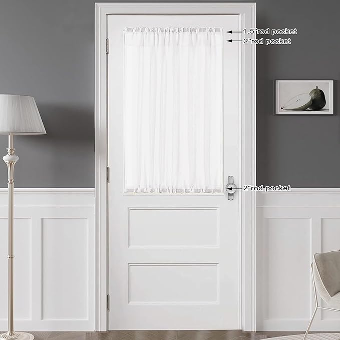 Chyhomenyc White Sheer Curtains 36 inch Length 2 Panels Set, Light Filtering Voile Rod Pocket Short Window Curtians for Bathroom Living Room Farmhouse Small Windows, Each 42Wx36L in, 2PCS, White