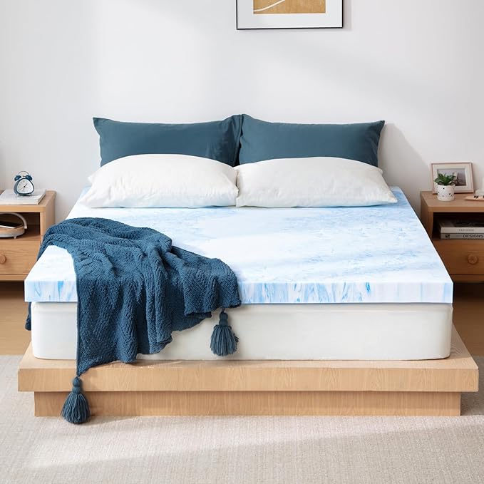 LINSY LIVING 3 Inch Mattress Topper Full, Cooling Gel Infused Swirl Memory Foam, Soft Mattress Topper for Firm Mattress, CertiPUR-US Certified Bed Topper, Full Size