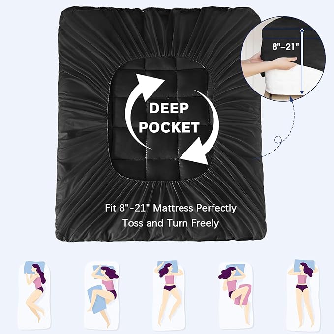 CYMULA California King Mattress Topper, Cooling Mattress Pad Cover, Extra Thick Pillow Top Mattress Topper with 8-21 Inch Elasticated Deep Pockets, Plush Down Alternative Fill Mattress Protector