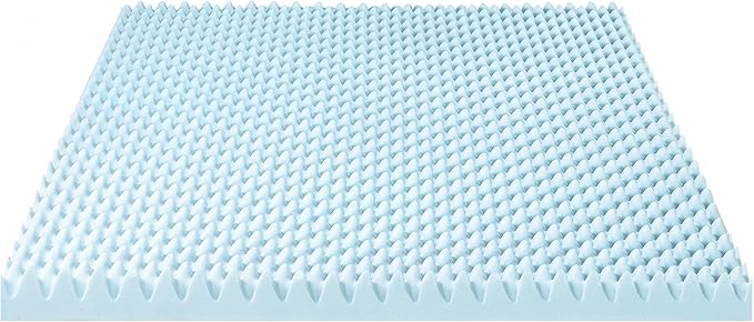 Best Price Mattress 4 Inch Egg Crate Memory Foam Mattress Topper with Cooling Gel Infusion, CertiPUR-US Certified, Twin, Dorm Essentials, Light Blue