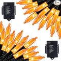 Halloween Orange String Lights Decorations，2 Pack 17.8 Feet 50 LED Battery Operated Mini String Lights with 8 Modes Waterproof for Outdoor Indoor Patio Xmas Tree Holiday Party Christmas Show