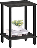 TUTOTAK End Table, Side Table, Nightstand, 2-Tier Storage Shelf, Sofa Table for Small Space, Living Room, Bed Room, Charcoal Grey TB01BY034