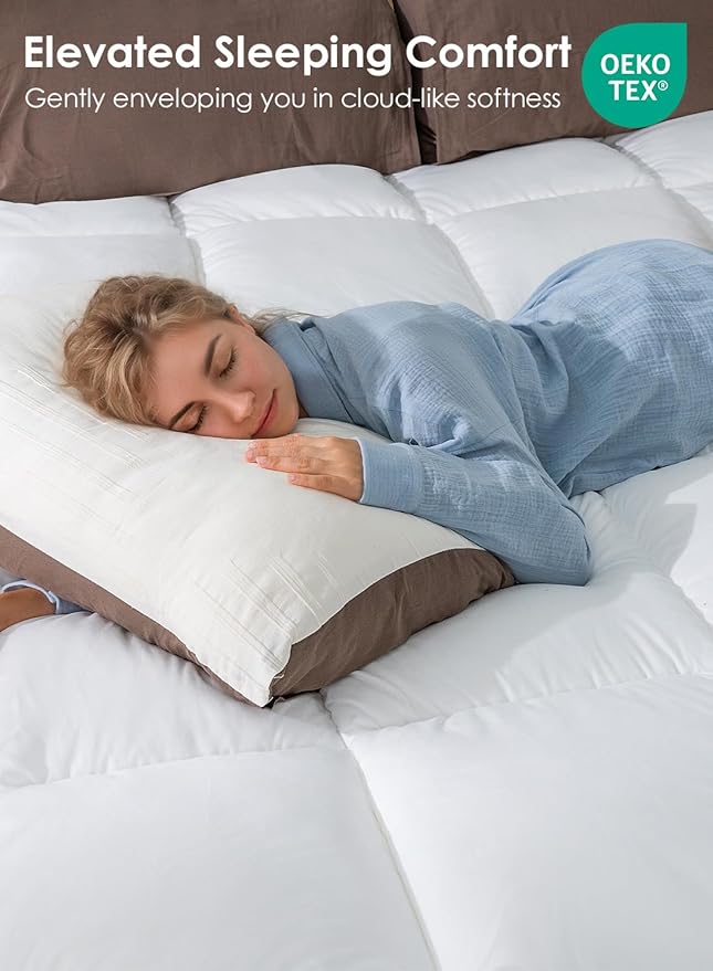 QUEEN ROSE Twin Mattress Topper, Extra Thick 3D Snow Alternative Down Pillow-Top Cooling Mattress Pad Bed Cover Mattress Topper, Hotel Quality, Plush and Support