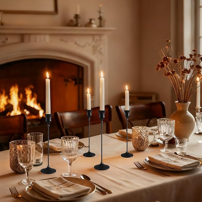 Candlestick Holders Black, 12 Packs Taper Candle Holder for Candlesticks, Candle Sticks Holder Decor for Home Decor