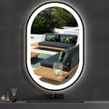 36 x 24 Inch Black Oval LED Mirror for Bathroom Salon Wall Horizontal/Vertical Mounted 36 Inch Black Frame Oval Lighted Mirror with Lights Smart Memory 3 Color Dimmable Front Lights Antifog