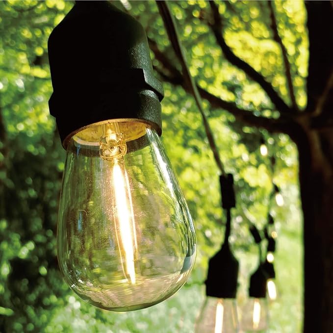 Meconard 30 Pack S14 Edison String Light Bulbs, 1 Watt Replacement Bulbs for Outdoor String Lights, Low Wattage Shatterproof LED Filament Patio Bulbs, E26 Medium Base, 2200K Warm White, Non-Dimmable