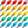 Brightown 50-Pack C7 Christmas Replacement Bulbs, C7 Clear Incandescent Bulbs for Christmas Light Strings, E12 Candelabra Base, 5 Watt, Multi-Color