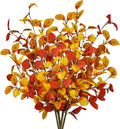 16pcs Artificial Fall Leaves Stems, 27" Fall Flowers Eucalyptus Leaves Branches Faux Fall Leaf Spray Fall Decorations for Home Floral Arrangement Autumn Table Centerpiece