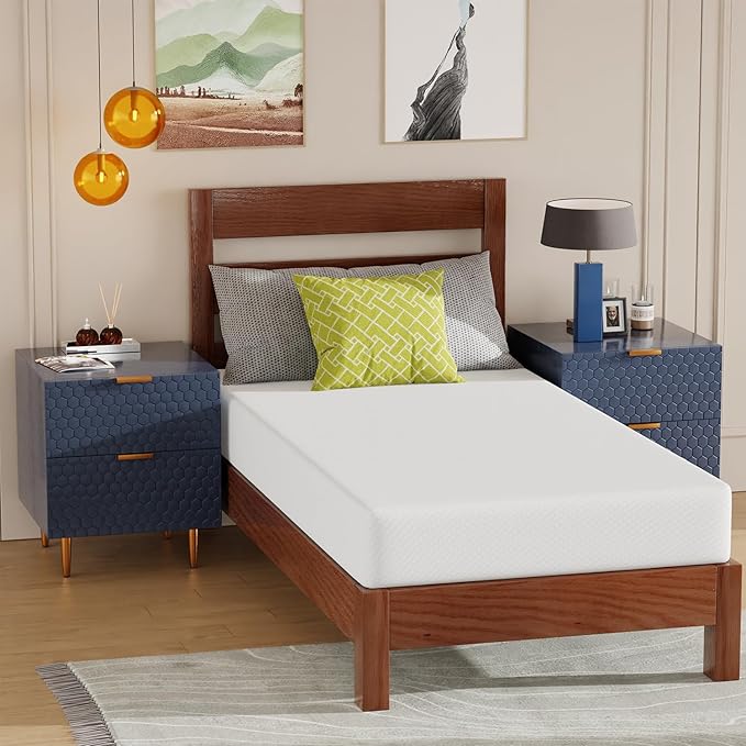 BestMassage | 8 Inch Twin XL Mattress | Gel Memory Foam | Medium Firm Feel | White | Bed in a Box, CertiPUR-US Certified | Pressure Relief, Cooling Ventilated Foam | Breathable Knit Cover