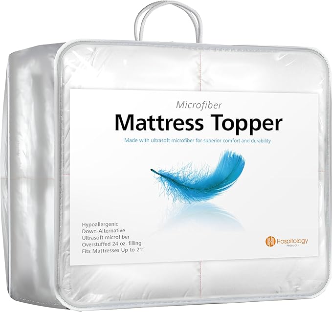 HOSPITOLOGY PRODUCTS Hypoallergenic Mattress Cover- Overstuffed - Deep Pocket - Goose Down Alternative Pillow Top Mattress Topper Full XL- 54" W x 80" L