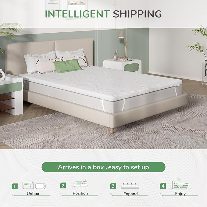 Novilla 4 Inch Twin Mattress Topper, Medium Firm Gel Memory Foam Mattress Topper for Back Pain Pressure Relieving, Motion Isolation & Airflow Design, CertiPUR-US Certified