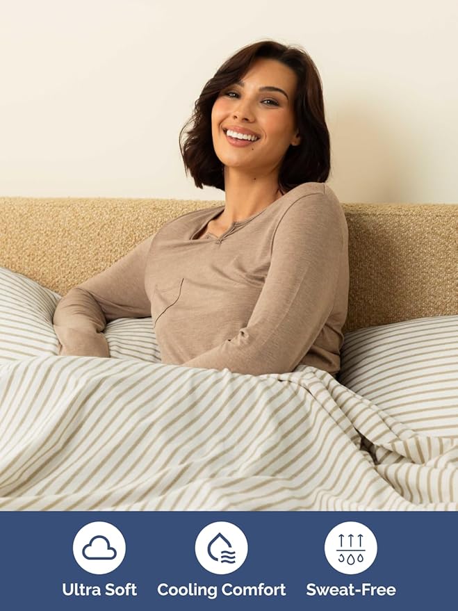 Extra Deep King Sheet Set - 6 Piece Breathable and Cooling Sheets - Hotel Luxury Bed Sheets Set - Easy Fit - Soft, Wrinkle Free and Comfy Sheets Set - Beige Striped Sheet Set with Extra Deep Pockets