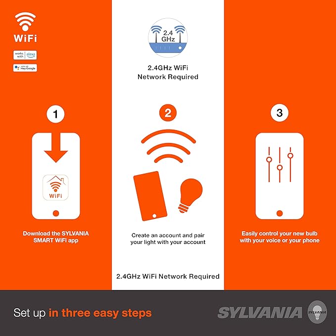 SYLVANIA Wifi LED Smart Light Bulb, 65W Equivalent Dimmable Soft White BR30, Compatible with Alexa and Google Home Only - 4 Pack (75689)