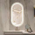 Niccy Oval LED Mirror for Bathroom, 48x24 Front Lit + Backlit Vanity Mirror with Light Anti-Fog, Shatter-Proof, 3 Colors, Makeup Mirrors with Gold Frame (Horizontal/Vertical)