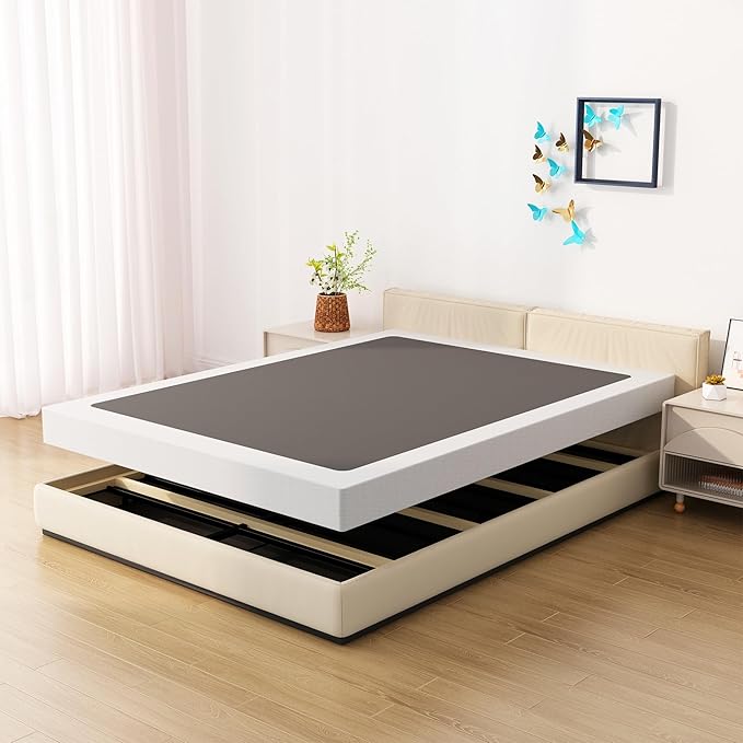 Box Spring for Queen Bed Bed Base 6 Inch, Low Profile Metal Queen Box Spring with Fabric Cover, 3000 Lbs Max Weight Capacity Mattress Foundation, Noise-Free, Easy Assembly