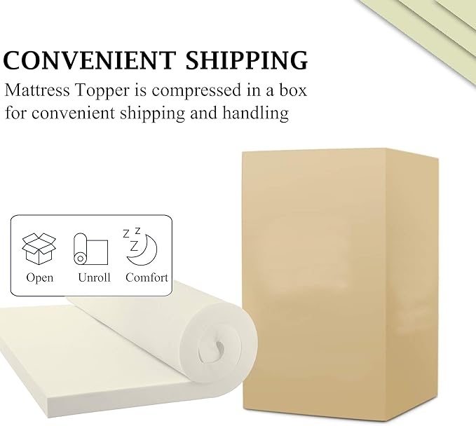 Mayton Soft 2-inch Foam Mattress Topper with Optimum Body Support | Comfortable and Breathable Bed Toppers for Mattress with Orthopedic Benefits, Helps Relieve Luber and Back Pain, Full, White