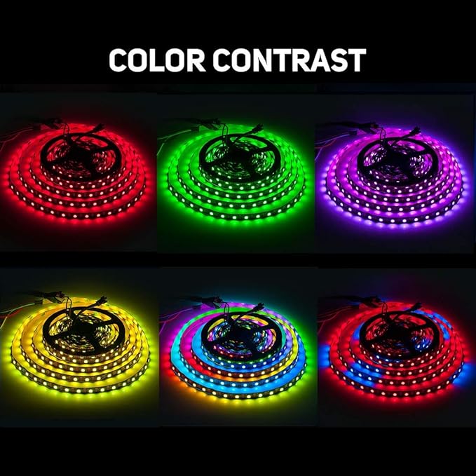 SEZO WS2812B ECO LED Strip Light 16.4FT/5M 60LEDs/m 300Pixels Individually Addressable Programmable 5050SMD Digital RGB Alloy Wires Flexible Dream Color IP30 Non-Waterproof PCB Black DC5V