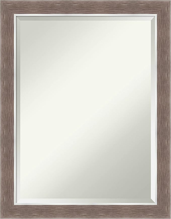 Amanti Art Brown Bathroom Mirror for Over Sink, 27x21 Noble Mocha Rectangle Vanity Mirror, Medium Casual Frame, Hangs Horizonally and Vertically, Bathroom Wall Decor, Beveled Edge