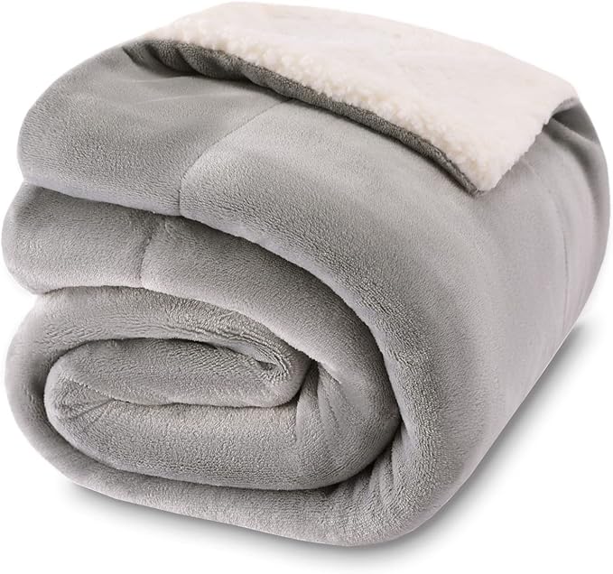 NANPIPER Baby Sherpa Blanket,Warm Toddler Throw Blanket,Soft Newborn Fleece Blanket for Winter (Light Grey,30x40 inches)