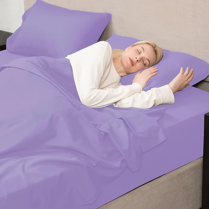 Mejoroom Full Size Sheet Set - Extra Soft Luxury Brushed Microfiber - 1800 Bedding Sheets with 16 Inch Deep Pocket - Breathable, Wrinkle, Fade & Stain Resistant - 4 Piece (Full,Violet)