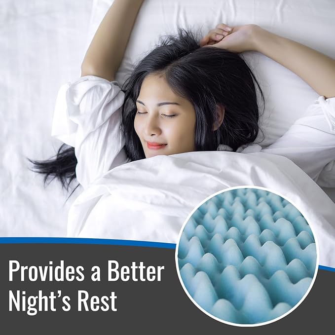 DMI Foam Mattress Topper, Egg Crate Foam Pad, Mattress Pad And Bed Topper For Support, Air Circulation, Pressure Relief And Weight Distribution, Queen Size Mattress, 56 x 78 x 2