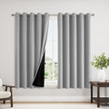ChrisDowa 100% Blackout Curtains 63 inch Long for Bedroom with Black Liner, Extra Wide 2 Thick Layers Total Blackout Thermal Insulated Grommet Window Curtains 2 Panels Set (Light Grey, 60 x 63 Inch)