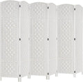 Rose Home Fashion Room Divider, 6 ft Tall Room Dividers and Folding Privacy Screens, 16in Privacy Screen 6 Panel White Space Temporary Wall Foldable Partition Separation