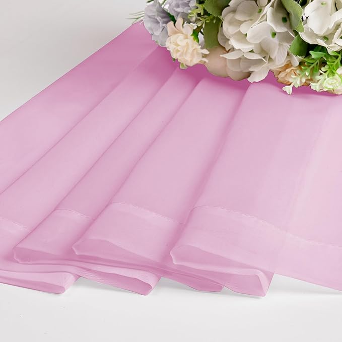 Chyhomenyc Sheer Pink Curtains 90 inches Long 2 Panels, Light Filtering Soft Airy Solid Elegant Voile Window Treatment Drapes for Bedroom Living Room Wedding Party Decor, 42 Wx90 L Inches