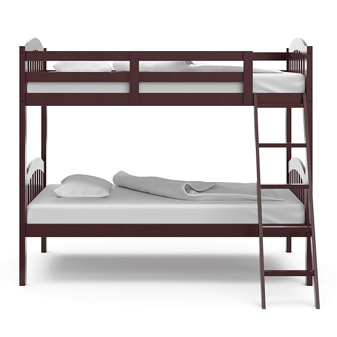 Storkcraft Long Horn Twin-Over-Twin Bunk Bed (Espresso) - GREENGUARD Gold Certified, Converts to 2 Individual Twin Beds