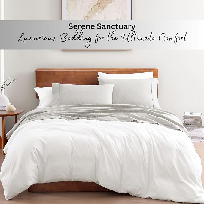 LANE LINEN Eco Priendly Printed 100% Organic Cotton Twin Size Bed Sheets, Naturally Temperature Regulating Fully Elasticized Cotton Cooling Sheets & Pillowcases Set Twin- Snowdrop